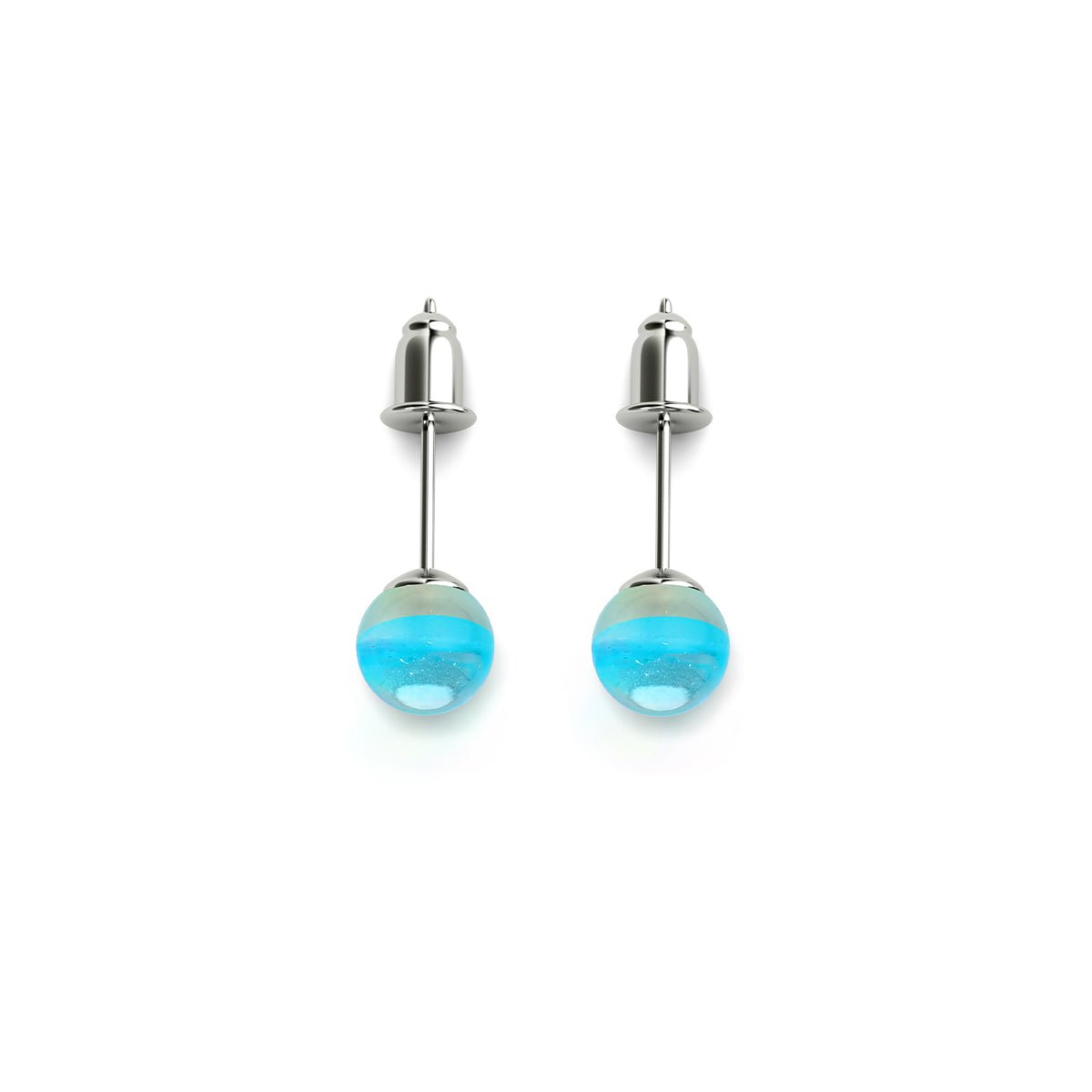 Nébuleuse bleue | Argent sterling .925 | Boucles d'oreilles mini clous Galaxy Glass